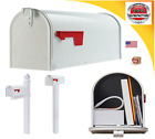 001 Unbranded Post Mount White Mailbox Glossy Galvanized Steel 046462005900
