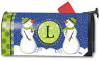 01269l Mailwraps Winter Frolic Monogram Magnetic Mailbox Cover Snowman 843259096468