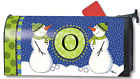 01269o Mailwraps Winter Frolic Monogram Magnetic Mailbox Cover Snowman 843259096499