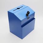 11118-blue-fba Fixturedisplays Blue Metal Donation Suggestion Key Drop Box Express Checkout