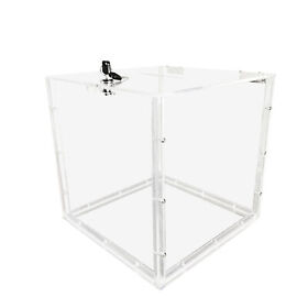 14300-box-nf 12x12x12inch Clear Donation Box Plexiglass Acrylic Fundraising Ballot Tithing