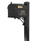 7194555 16308 Whitehall Superior Mailbox Pkg In Black Deluxe Post 719455163085