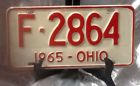 2864 1965 License Ohio Red Set Two Pair Plate White 65