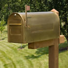 307693 Signature Hardware Woodward Locking Post Mount Oversized Brass Mailbox In