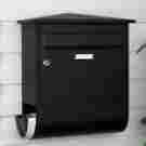 327191 Signature Hardware Castle Locking Wall Mount Mailbox With Newspaper Roll Black Powder Coat