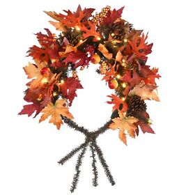 Hc7-104l-36m-b1 36inch Maple Leaf Mailbox Swag With Battery Operated Led Lights
