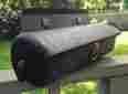40s-50s Vtg Black Art Deco Metal House Mailbox Drop Down Slot Bullet Shape