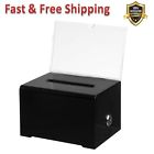 637-blk Adiroffice Acrylic Donation Ballot Box Black With Lock Sturdy Lightweight