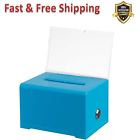 637-blu Adiroffice Blue Acrylic Donation Ballot Box With Lock Sturdy Lightweight