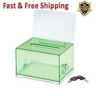 637-crg Adiroffice Crystal Green Acrylic Donation Ballot Box Lock Lightweight Shatter