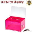 637-crr Adiroffice Acrylic Donation Ballot Box Crystal Red Lock Lightweight Shatter