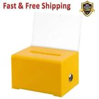 637-ylw Adiroffice Yellow Acrylic Donation Ballot Box Sturdy Lock Lightweight Shatter