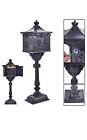 693829421172 New High Quality Mail Box Heavy Duty Postal Security Cast Aluminum Vertical Pedestal Black