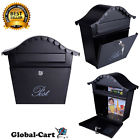 732326980857 Unbranded Black Mail Box Wall Mounted Stainless Steel