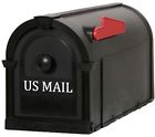 759851 Mailbox Black Gold Lettering Large Red Flag Hampton 691171759851