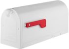 7600w-10 Architectural Mailboxes White Post Mount Mailbox With Red 0832794006407