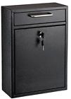 800393 Wall Mount Mailbox Black Money Security Locking Drop 691171800393