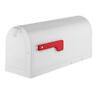 832794006407 Architectural Mailboxes White Post Mount Mailbox With Red