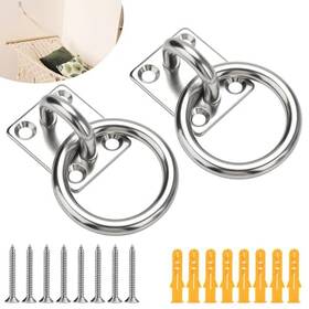 Accencyc 738170398084 Accency 2pcs M8 Stainless Steel Extra Large Heavy Duty Ring And Square Wall