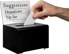 Acrylic Donation And Ballot Box With Lock 6.25inch X 4.5inch 4inch Black