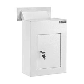 Adiroffice 313054958945 White Steel Through The Wall Drop Mail Box With Adjustable Chute Receptacle
