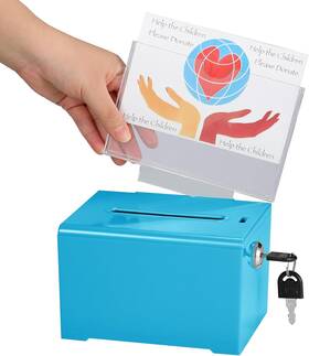 Adiroffice 445038729753 Adir Donation Box With Lock Acrylic Suggestion Slot Ballot