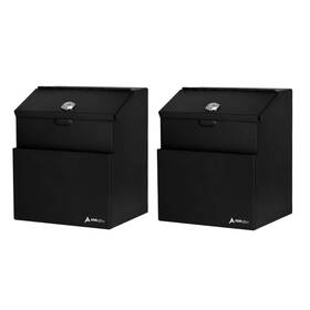 Adiroffice 810071534966 Wall Mountable Steel Locking Suggestion Secure Drop Box Black 2-pack