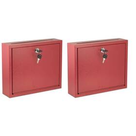 Adiroffice 810071535086 Large Steel Drop Box 3 Inch X12 X10 Wall Mounted Red Finish 2 Pack