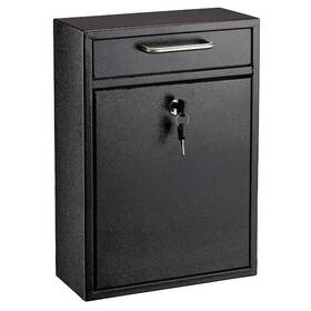 Adiroffice 810071539657 Large Mailbox Wall-mount Key Locking Secure Drop Box Black