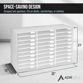 Adiroffice 819598021294 Cardboard Classroom Mailbox Office Mail Organizer 30 Slot - White
