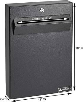 Adiroffice 819598026886 Wall Mount Drop Box Heavy Duty Secured Storage With Lock Commercial Home