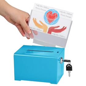 Adiroffice 840309400695 Adir Donation Box With Lock Acrylic Suggestion Slot Ballot Bo