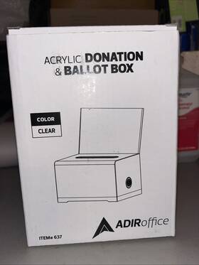 Of637 Adiroffice Small Acrylic Donation And Ballot Box With Lock Keys Clear New