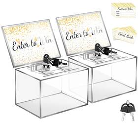 Aforoeoa 680662257525 2pack Acrylic Donation Box With Lock Safe Suggestion Sign Holder 202