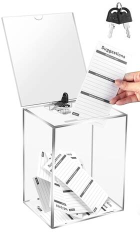 Af838236 Aforoeoa Large Acrylic Donation Box With Lock Sign Holder - Clear Ballot 5.9 X 7
