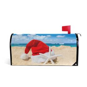 Alaza Mailbox Cover 935586164607 Christmas Santa Hat On The Beach With Starfish Magnetic N