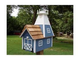 20161107 Amish Crafted Handmade Rural Mailbox Solar Lighthouse Lt. Blue Homemade Handcrafted