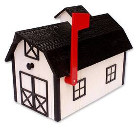 Amishtoybox.com 811440030508 Amish-made Deluxe Wooden Mailbox Dutch Barn Style With Rustic Cupola White