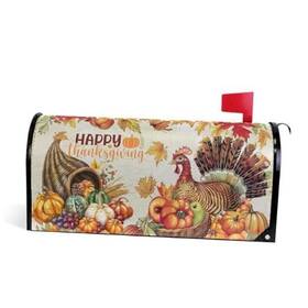Annisoul 889810007382 Autumn Thanksgiving Turkey Pumpkin Mailbox Cover Magnetic Standard Size Fall