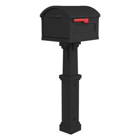 Architectural Mailboxes 313029325338 Grand Haven Black Extra Large Plastic Mailbox And Post Combo