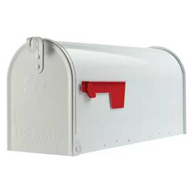 Architectural Mailboxes 313031068032 Elite White Medium Steel Post Mount Mailbox