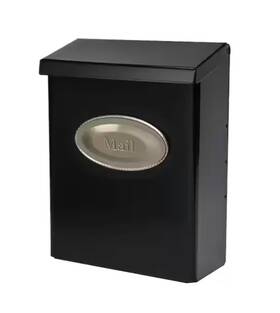 Architectural Mailboxes 313050891840 Designer Black With Satin Nickel Medium Steel Locking Wall Mount Mailbox