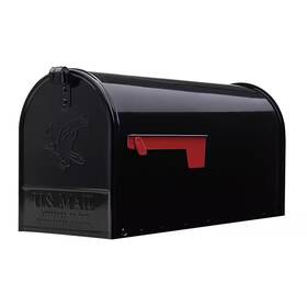 Architectural Mailboxes 313099788736 Elite Black Large Steel Post Mount Mailbox