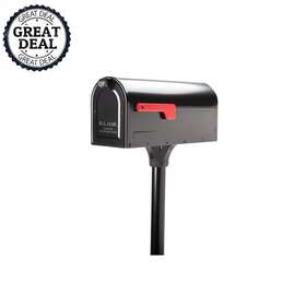 Architectural Mailboxes 313109129177 Steel Post Mount Mailbox Medium And 2 Inch In-ground Aluminum Kit Black Durable