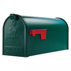 Architectural Mailboxes 445000132161 Elite Green Medium Steel Post Mount Mailbox