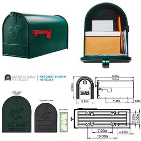 Architectural Mailboxes 445000229298 Elite Green Large Steel Post Mount Mailbox