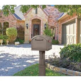 Architectural Mailboxes 445006882879 Grand Haven Mocha Extra Large Plastic Mailbox And Post Combo