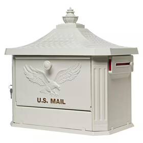 Architectural Mailboxes 445018350328 Hamilton Premium White Large Locking Aluminum Post Mount Mailbox