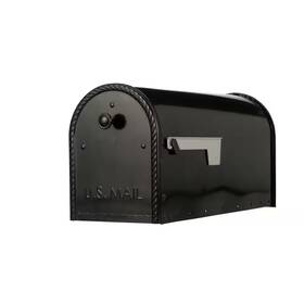 Architectural Mailboxes 445019048040 Edwards Black Large Steel Post Mount Mailbox