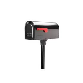 Architectural Mailboxes 445019199148 Black Medium Steel Post Mount Mailbox And 2 Inch In-ground Kit Mb1